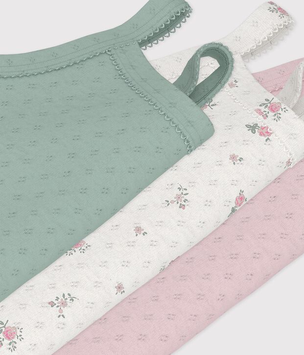 Lot de bodies bretelles en coton ajour&eacute; fleuri b&eacute;b&eacute; multicouleur