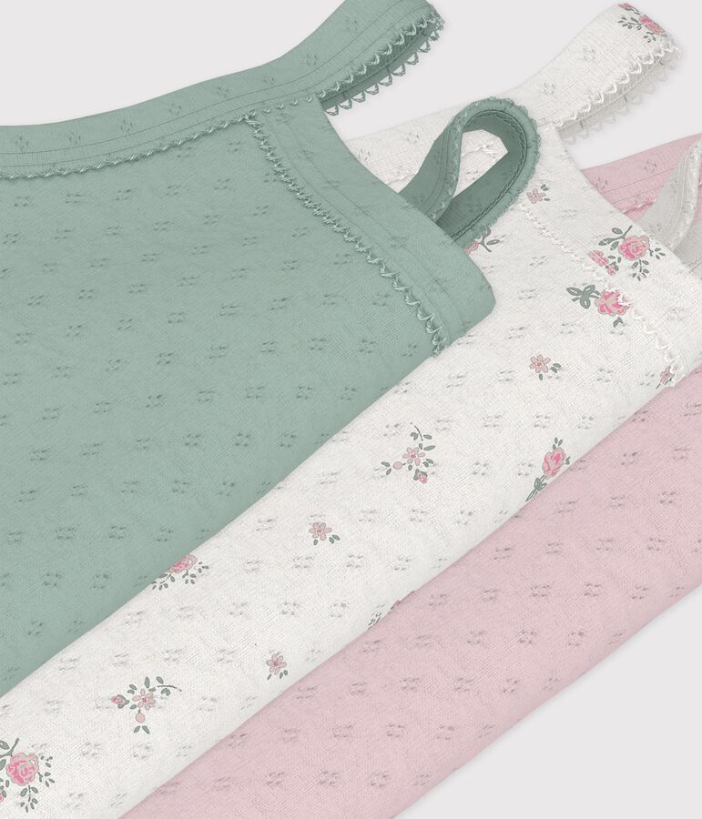 Lot de bodies bretelles en coton ajour&eacute; fleuri b&eacute;b&eacute; variante 1