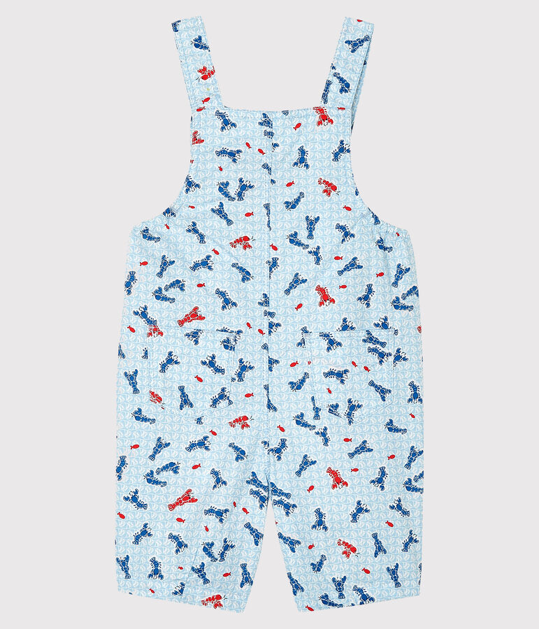 Salopette courte imprim&eacute;e b&eacute;b&eacute; gar&ccedil;on blanc MARSHMALLOW/blanc MULTICO