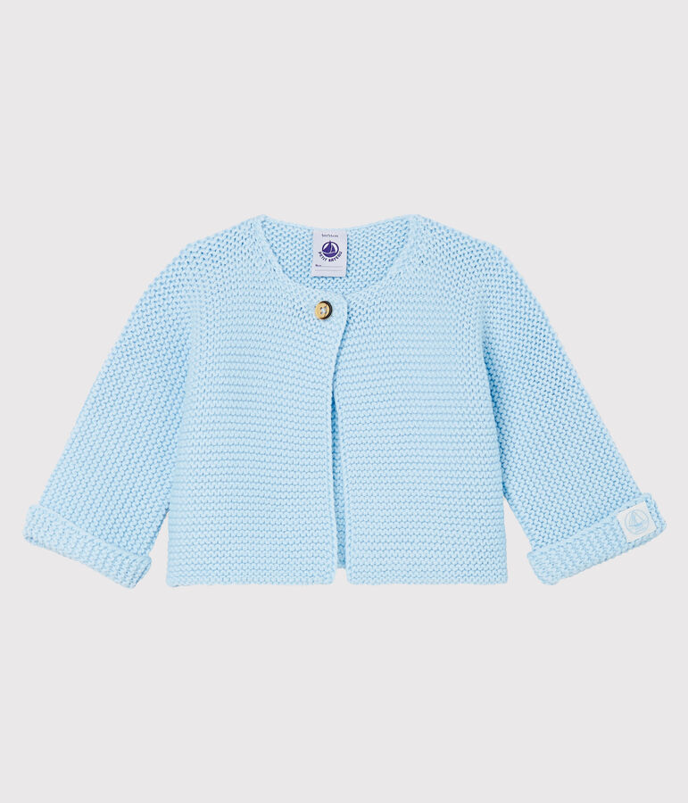 Cardigan b&eacute;b&eacute; en tricot 100% coton bleu TOUDOU