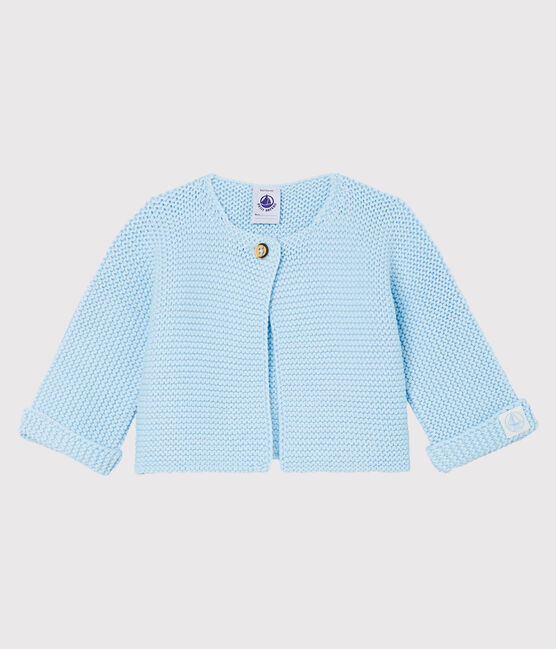 Cardigan bébé en tricot 100% coton bleu TOUDOU