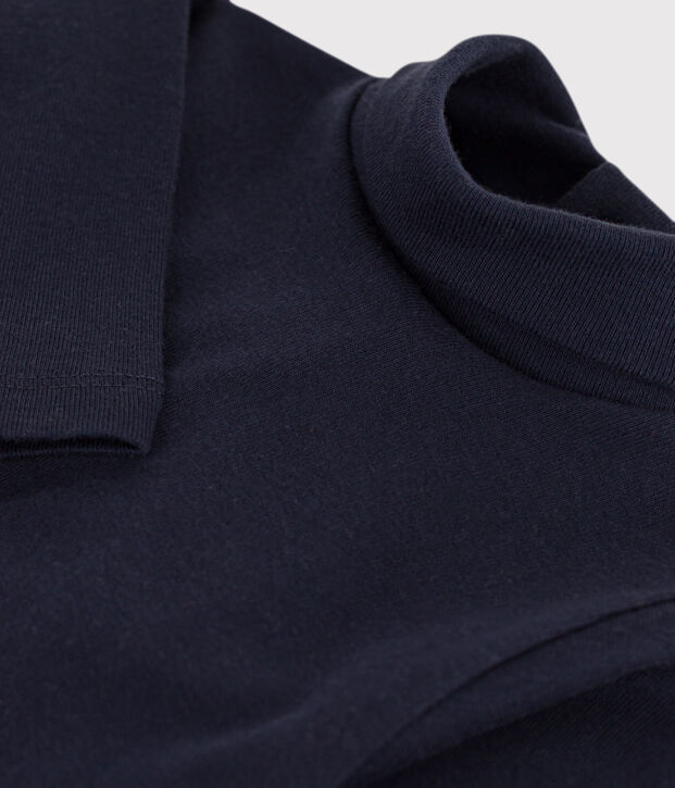 Body manches longues col roul&eacute; en coton b&eacute;b&eacute; bleu marine