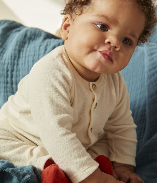 Ensemble en bouclette &eacute;ponge b&eacute;b&eacute; &eacute;cru