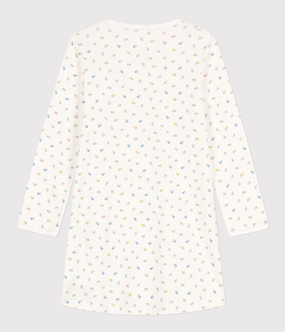 Chemise de nuit fleurs en coton petite fille blanc MARSHMALLOW/blanc MULTICO