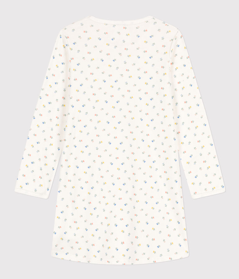Chemise de nuit fleurs en coton petite fille blanc/multicouleur