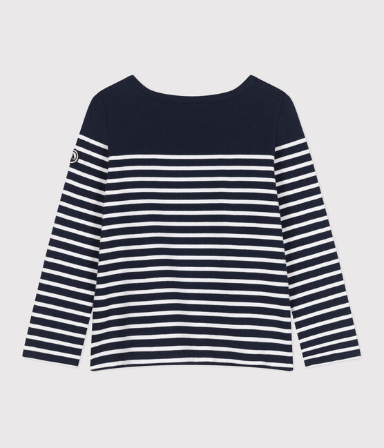 Marinière femme en coton manches longues bleu SMOKING/blanc MARSHMALLOW