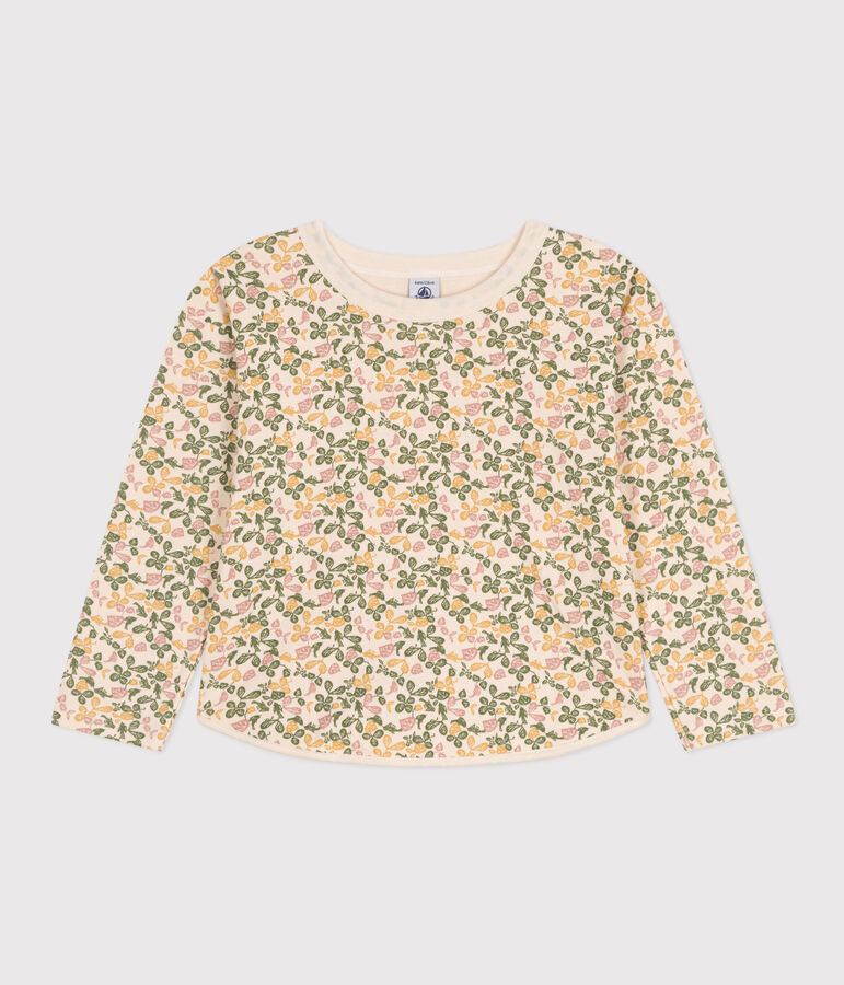 Tee-shirt manches longues imprim&eacute; en tubique enfant fille blanc AVALANCHE/ MULTICO