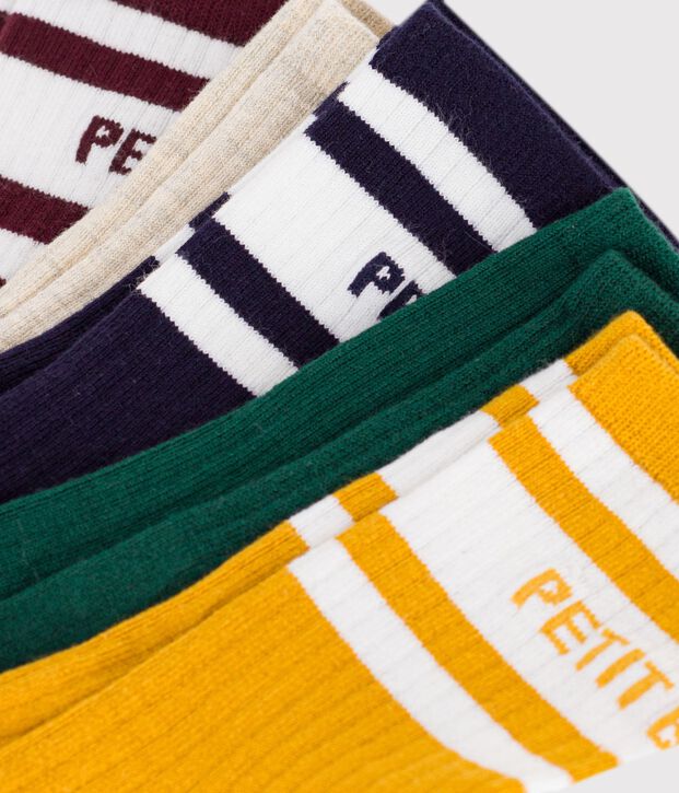 5 paires de chaussettes enfant en coton unies multicouleur