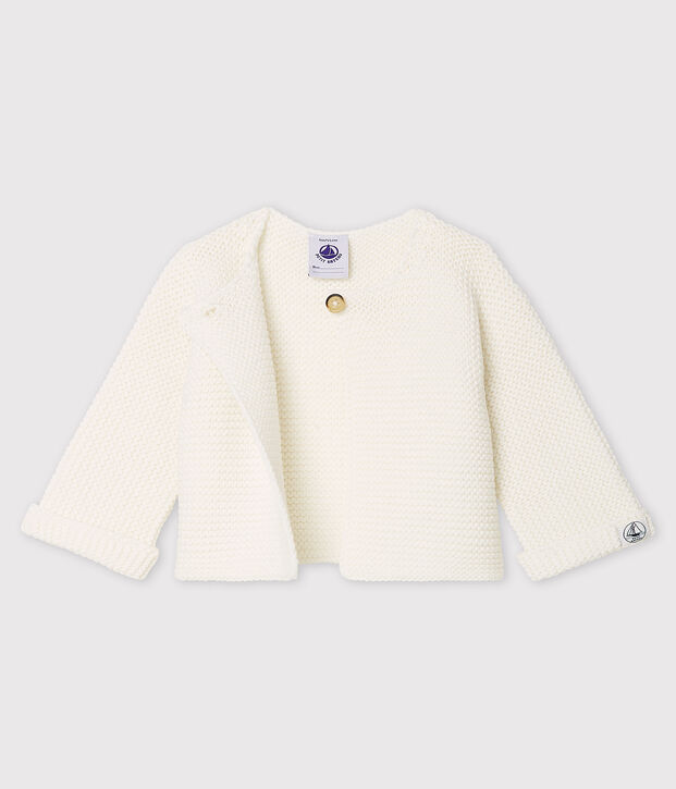 Cardigan en tricot de coton biologique b&eacute;b&eacute; blanc