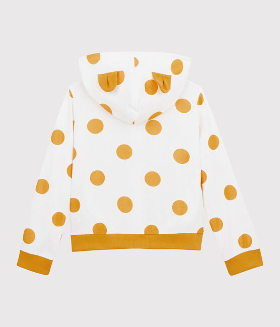 Sweatshirt capuche enfant fille blanc MARSHMALLOW/jaune BOUDOR