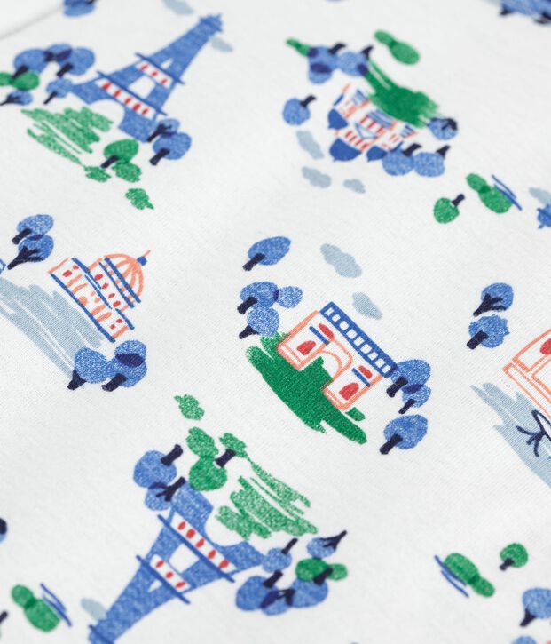 Gilet sans manche r&eacute;versible b&eacute;b&eacute; en coton imprim&eacute; Paris blanc/multicouleur