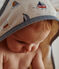 Carré de bain et gant bébé imprimé marin blanc MARSHMALLOW/bleu MEDIEVAL/ MULTICO