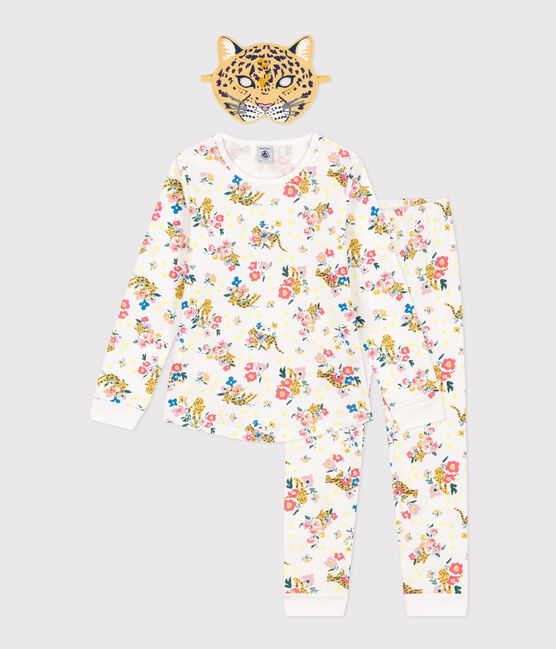 Pyjama déguisement phosphorescent imprimé avec masque panthère en coton enfant blanc MARSHMALLOW/blanc MULTICO