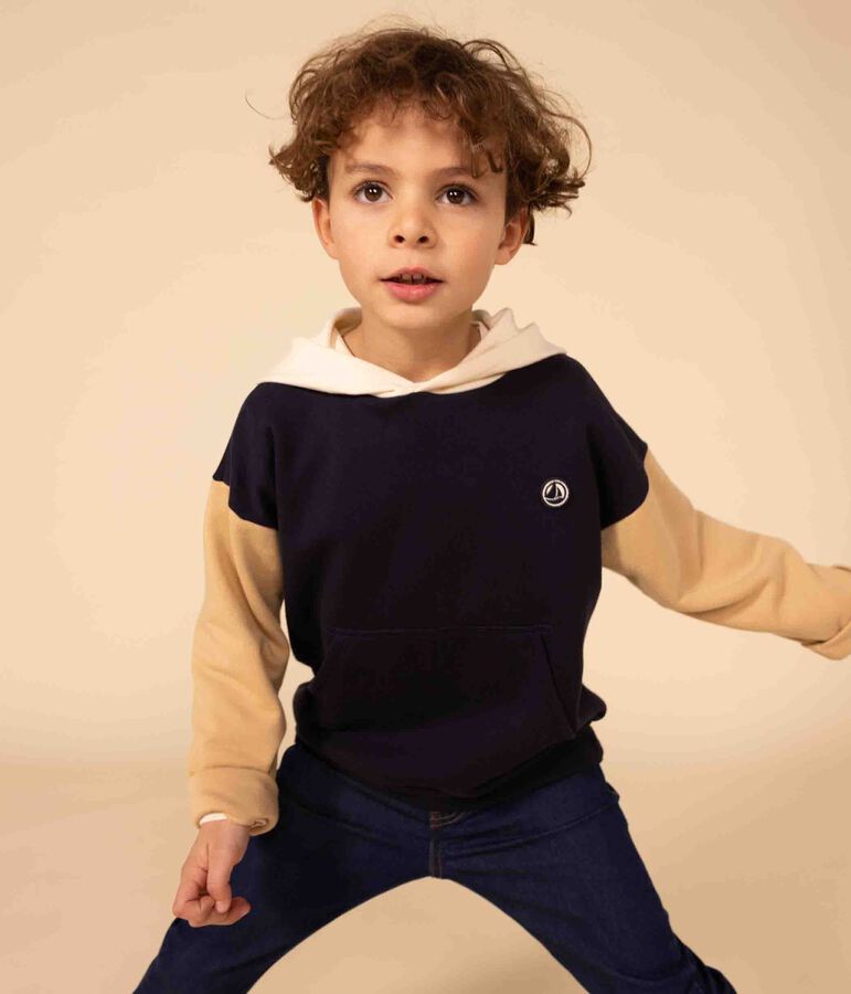 Sweatshirt &agrave; capuche enfant gar&ccedil;on bleu SMOKING/blanc MULTICO