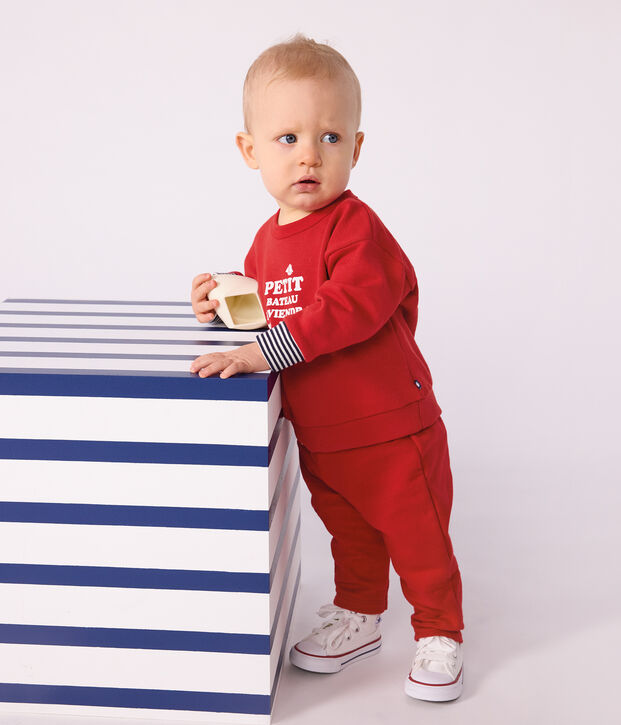 Sweatshirt b&eacute;b&eacute; en coton &agrave; motifs rouge