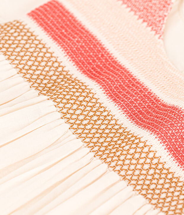 Robe en popeline enfant fille &eacute;cru