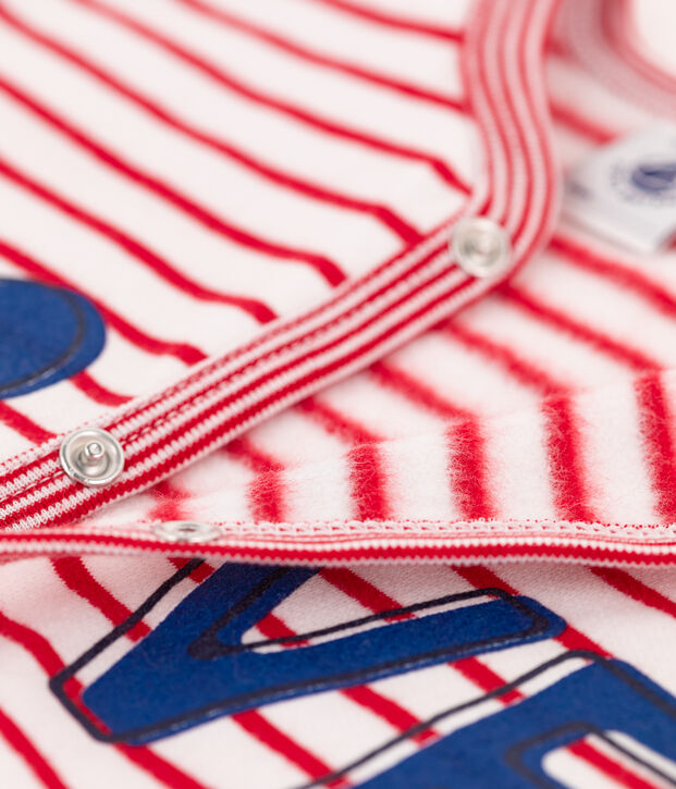 Dors-bien b&eacute;b&eacute; sans pied en molleton blanc/rouge