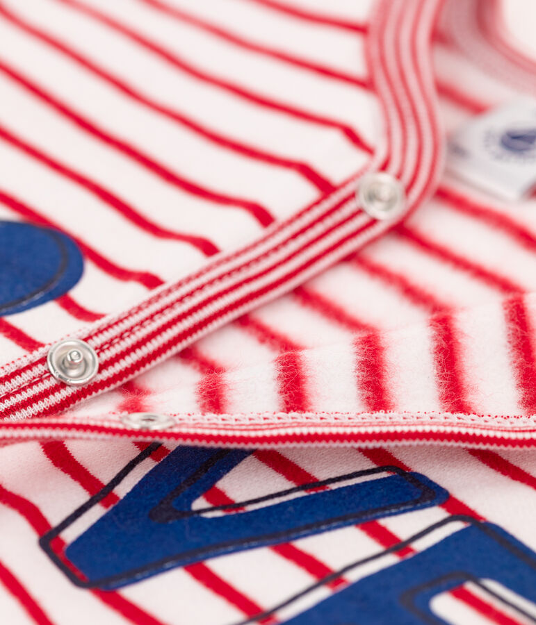 Dors-bien b&eacute;b&eacute; sans pied en molleton blanc MARSHMALLOW/rouge TERKUIT