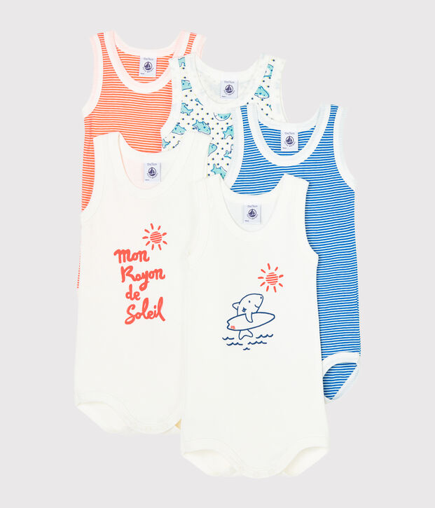 Lot de 5 bodies sans manches b&eacute;b&eacute; gar&ccedil;on multicouleur