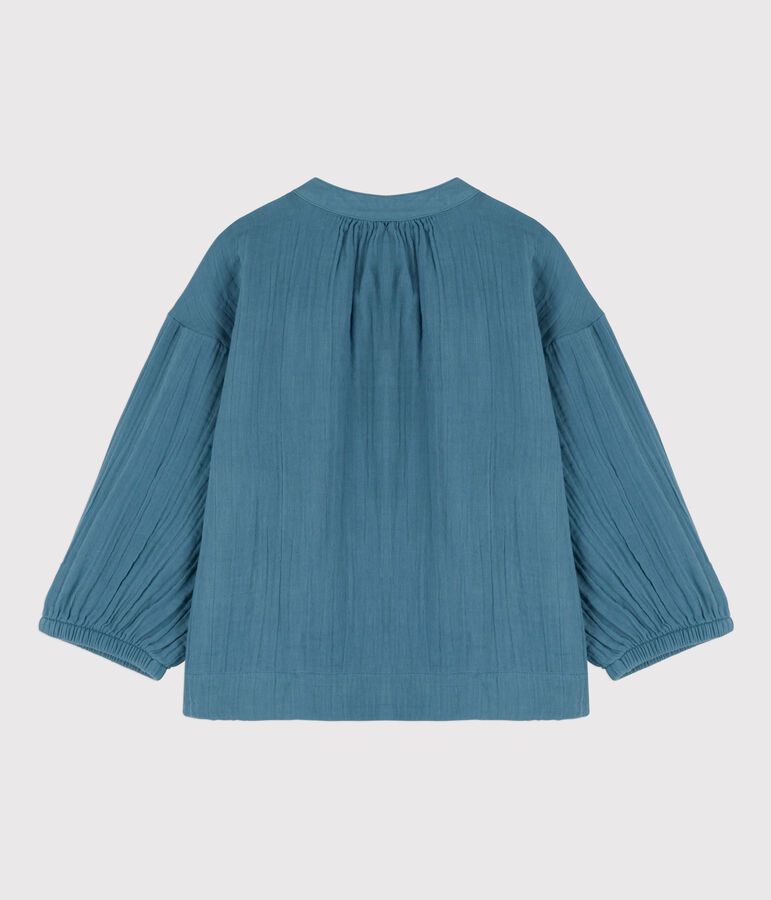 Blouse en gaze de coton enfant fille bleu