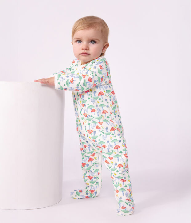 Pyjama b&eacute;b&eacute; en molleton imprim&eacute; champignons blanc/multicouleur