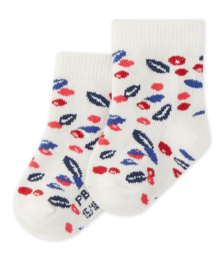 Chaussettes b&eacute;b&eacute; fille imprim&eacute;es blanc/multicouleur