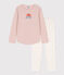 Pyjama petite fille en coton rose SALINE/blanc MULTICO