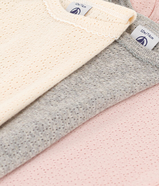 Lot de 3 bodies manches longues unis bébé en coton variante 1