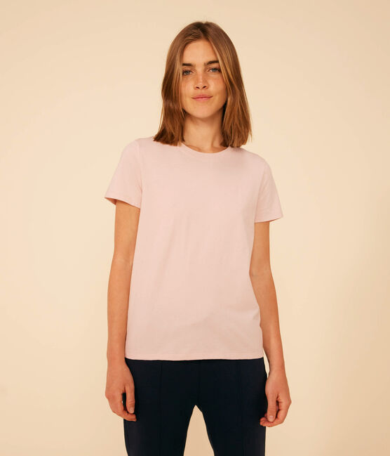 Tee-shirt LE DROIT col rond en coton Femme rose SALINE