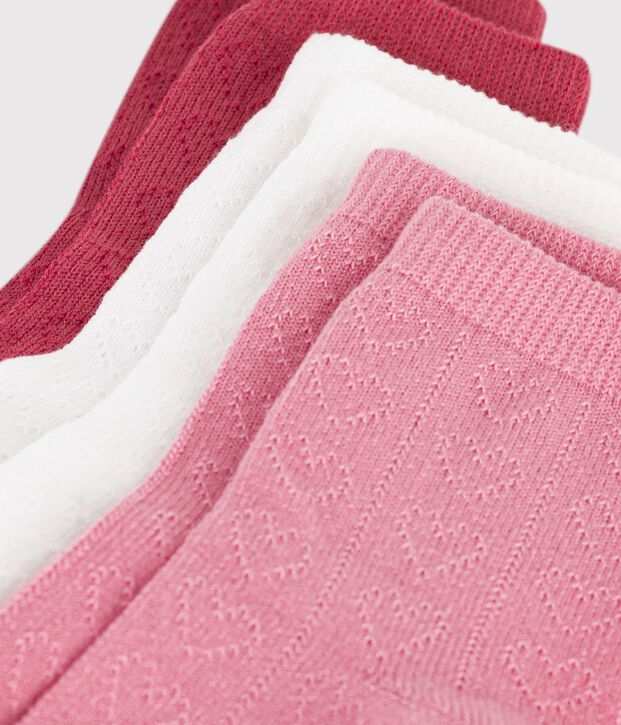 3 paires de chaussettes b&eacute;b&eacute; en coton ajour&eacute;es c&oelig;urs multicouleur