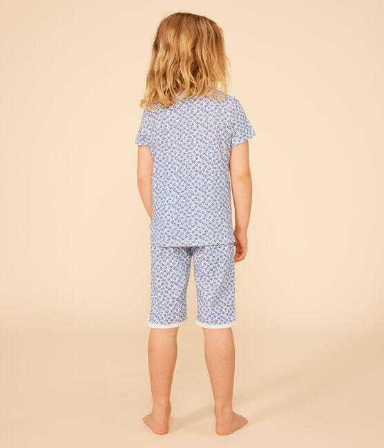 Pyjama capri imprimé fleur en coton enfant bleu MARSHMALLOW/ INCOGNITO