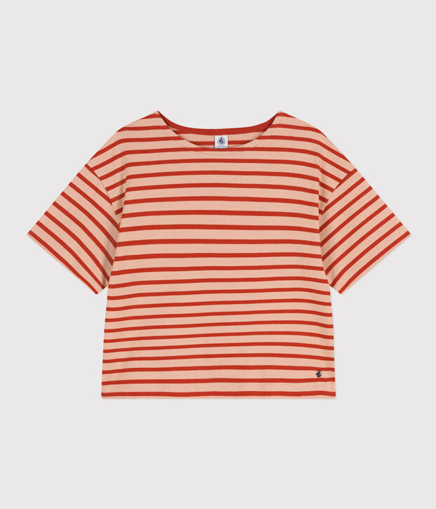 Marini&egrave;re en coton Femme beige/rouge