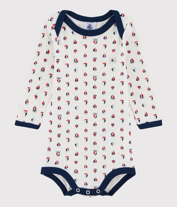 Body manches longues b&eacute;b&eacute; gar&ccedil;on blanc/bleu