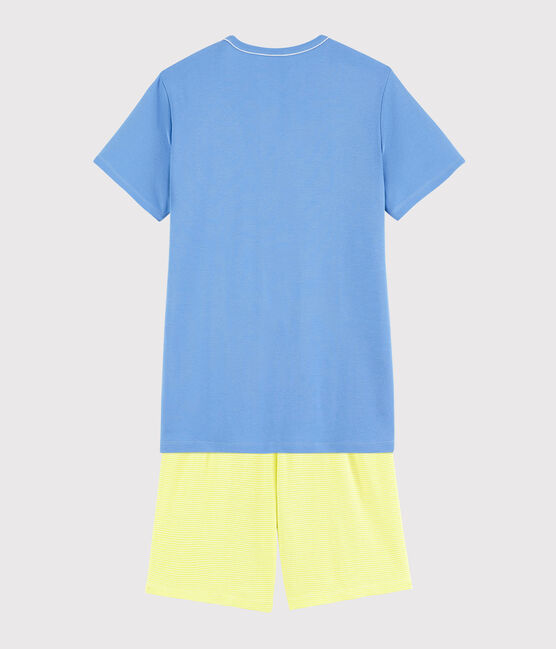 Pyjacourt bleu et jaune mixte en côte bleu EDNA/écru MULTICO