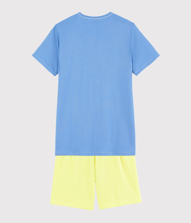Pyjacourt bleu et jaune mixte en c&ocirc;te bleu/multicouleur
