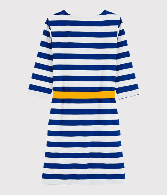 Robe rayée manches longues Femme bleu SURF/blanc MARSHMALLOW