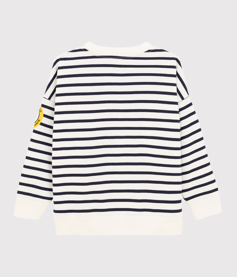 Cardigan enfant gar&ccedil;on blanc MARSHMALLOW/bleu SMOKING