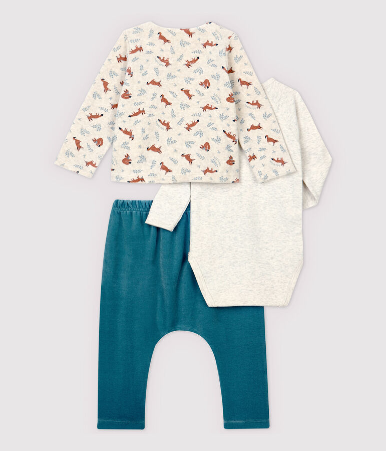 Ensemble 3 pi&egrave;ces b&eacute;b&eacute; en velours et en c&ocirc;te beige MONTELIMAR/blanc MULTICO