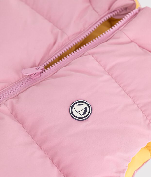 Doudoune sans manches enfant unie rose/jaune