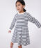 Robe enfant en coton manches longues à rayures blanc MARSHMALLOW/bleu SMOKING
