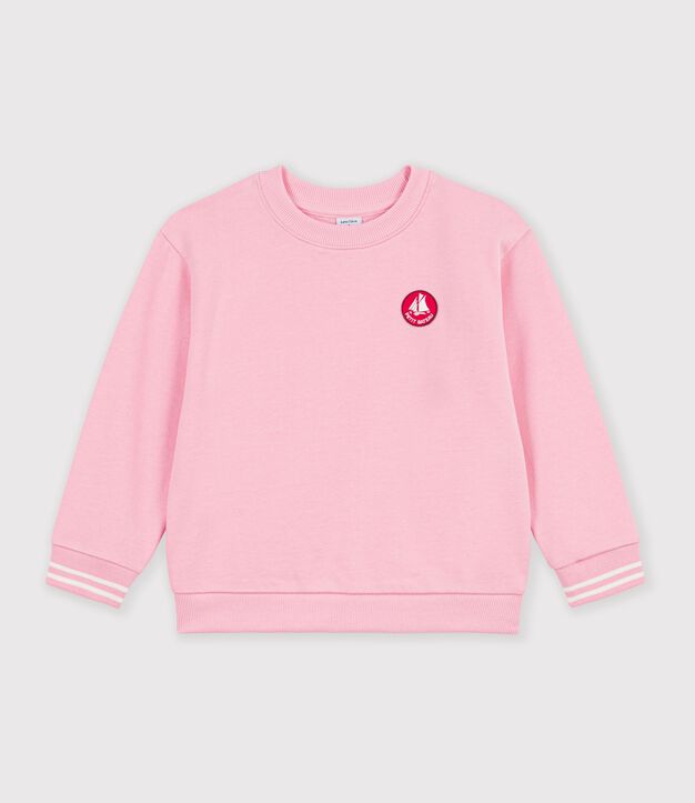 Sweatshirt enfant en coton uni rose