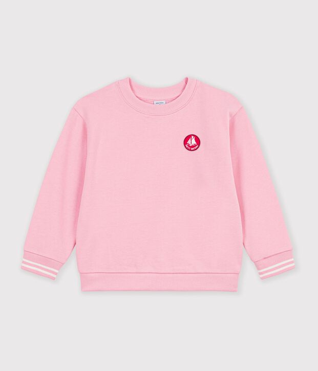 Sweatshirt enfant en coton uni rose clair