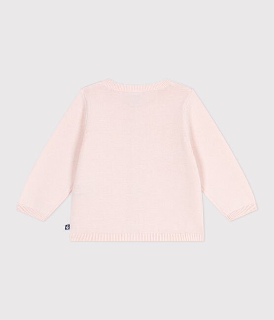Cardigan bébé en coton point fantaisie rose FLEUR