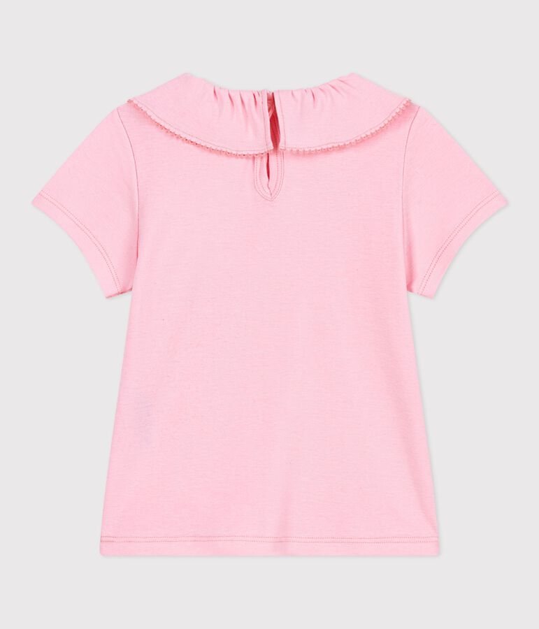 Tee-shirt enfant manches courtes en coton uni rose