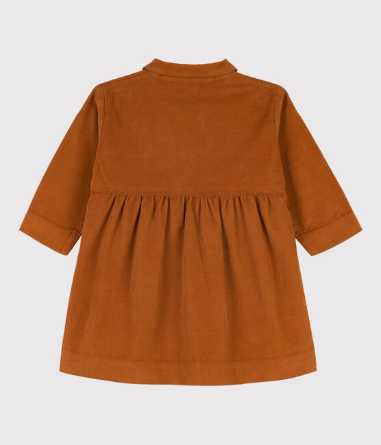 Robe manches longues bébé en velours fin marron ECUREUIL