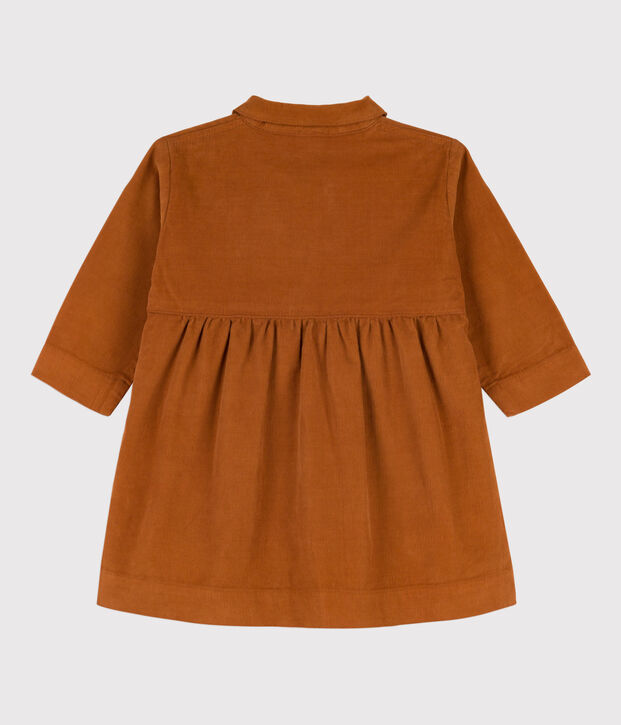 Robe manches longues b&eacute;b&eacute; en velours fin marron