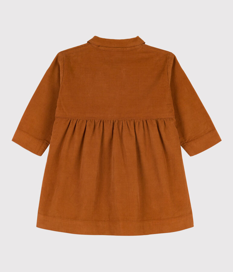 Robe manches longues b&eacute;b&eacute; en velours fin marron ECUREUIL