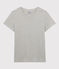 Tee-shirt LE DROIT col rond en coton bio Femme gris BELUGA CHINE