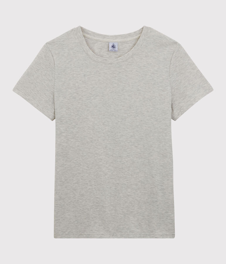 Tee-shirt LE DROIT col rond en coton bio Femme gris BELUGA CHINE