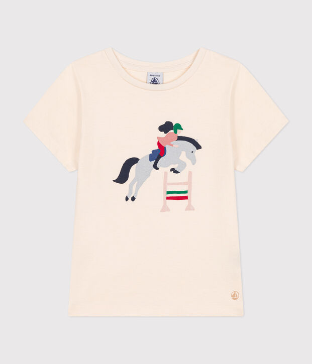 Tee-shirt manches courtes en jersey enfant fille &eacute;cru